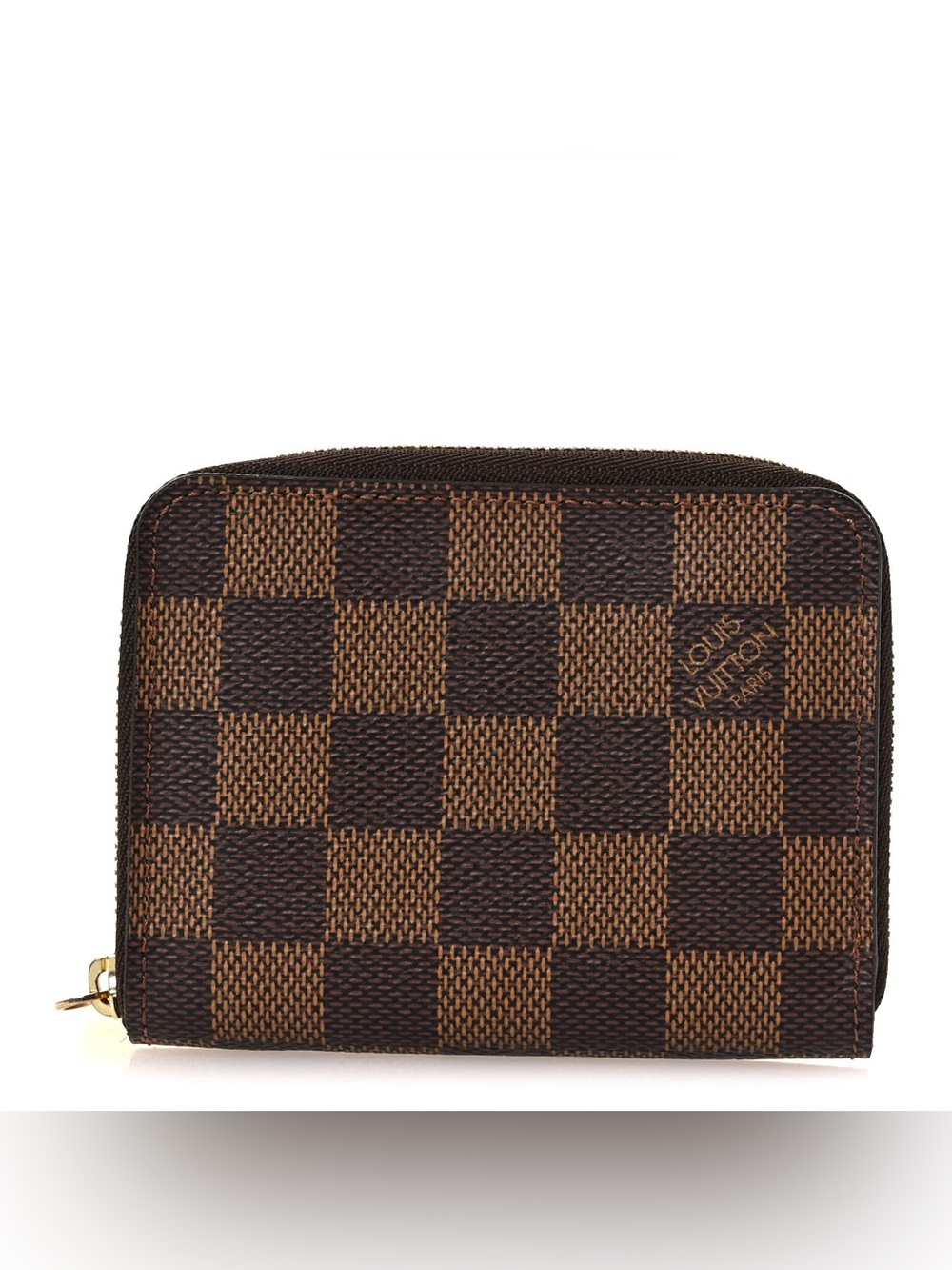 Louis Vuitton Damier Ebene Short Zip Wallet - Brown Checkered